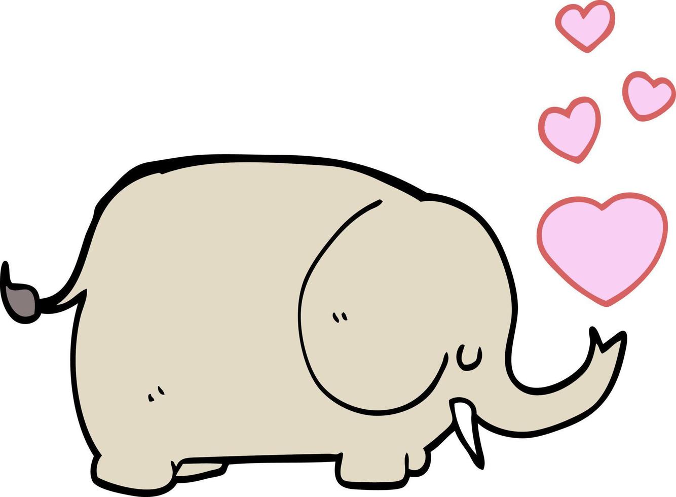 éléphant de dessin animé mignon avec des coeurs d'amour vecteur