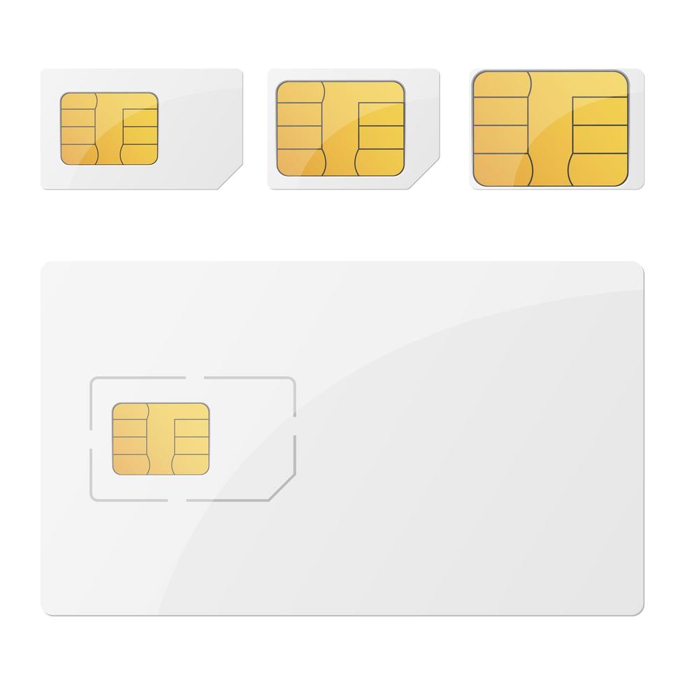 cartes SIM isolées sur fond blanc vecteur