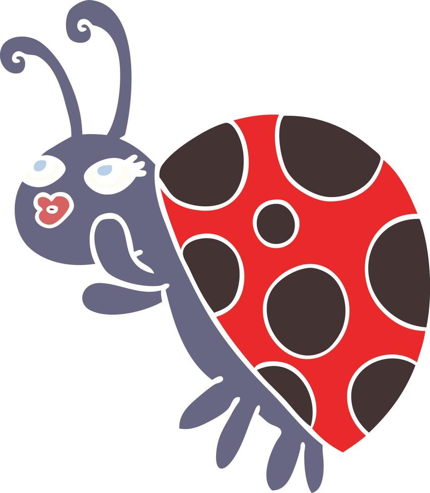 coccinelle de dessin animé de style plat couleur vecteur