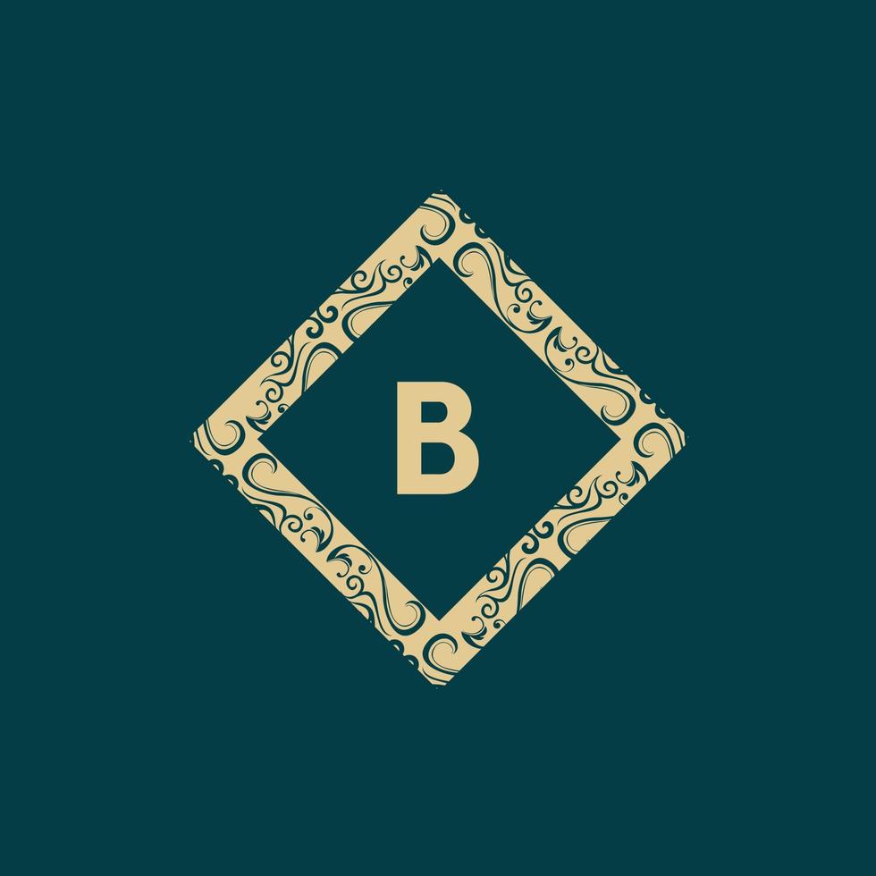 lettre b cadre logo monogramme orné vecteur