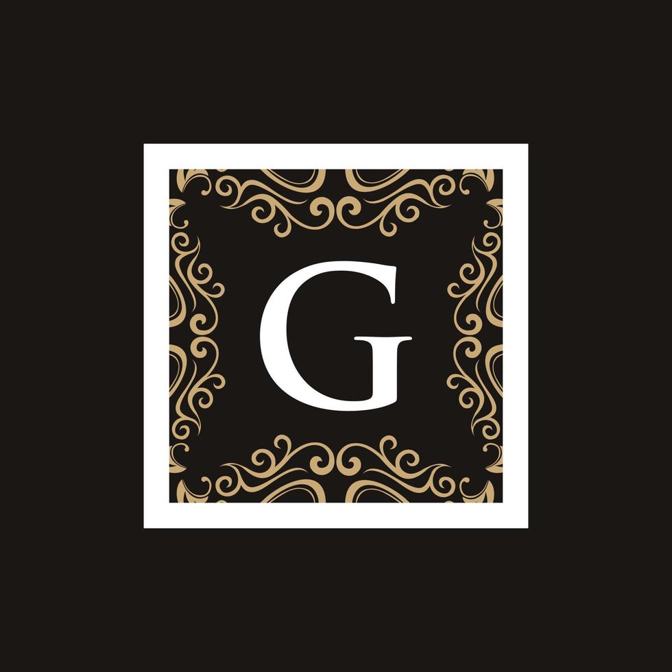 lettre g cadre logo monogramme ornement de luxe vecteur