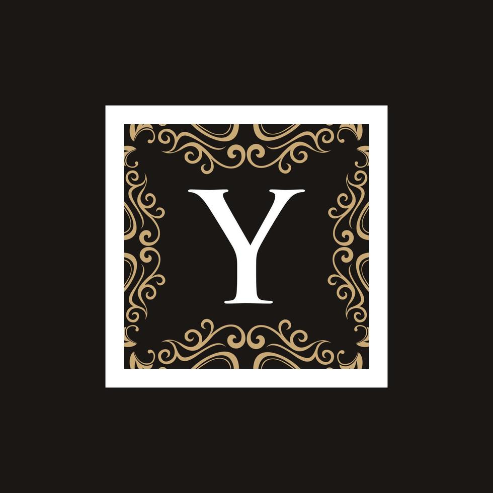 lettre y cadre logo d'ornement de luxe vecteur