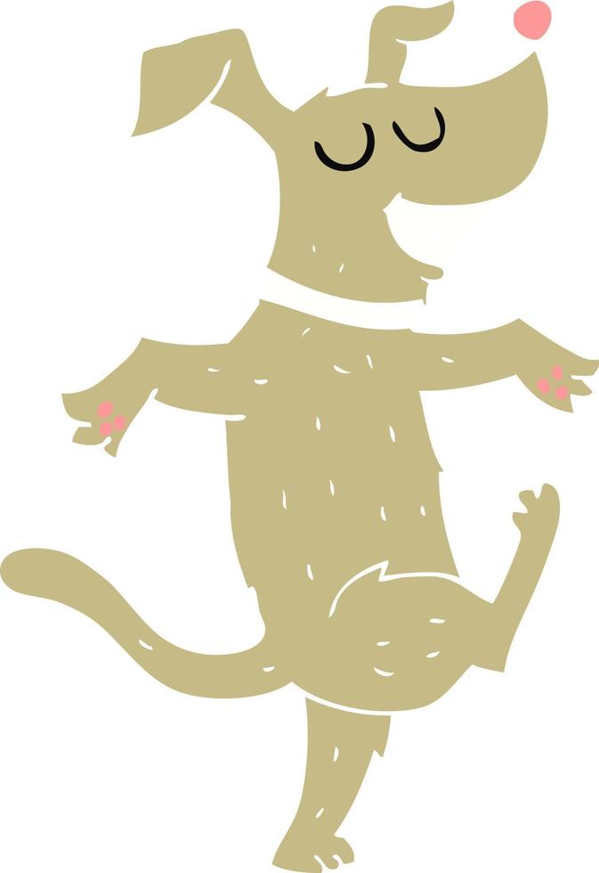 illustration en couleur plate d'un chien dansant de dessin animé vecteur