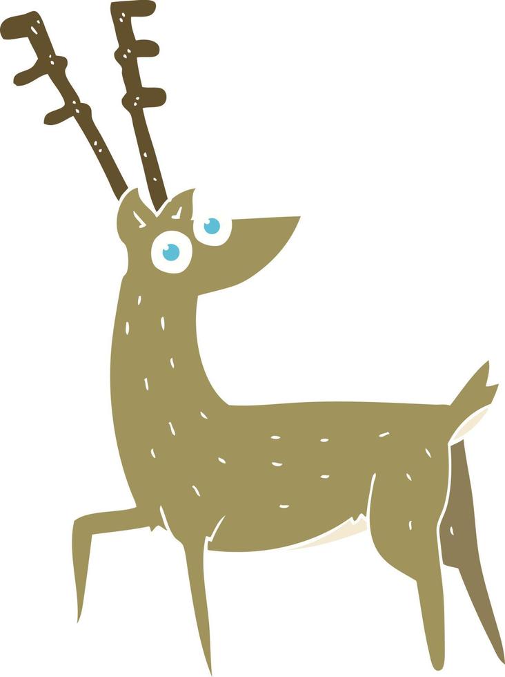 illustration en couleur plate d'un cerf de dessin animé vecteur