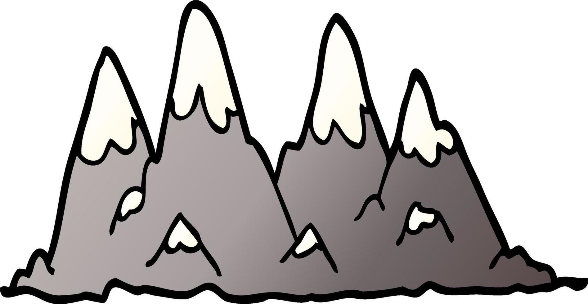 chaîne de montagnes de doodle de dessin animé vecteur
