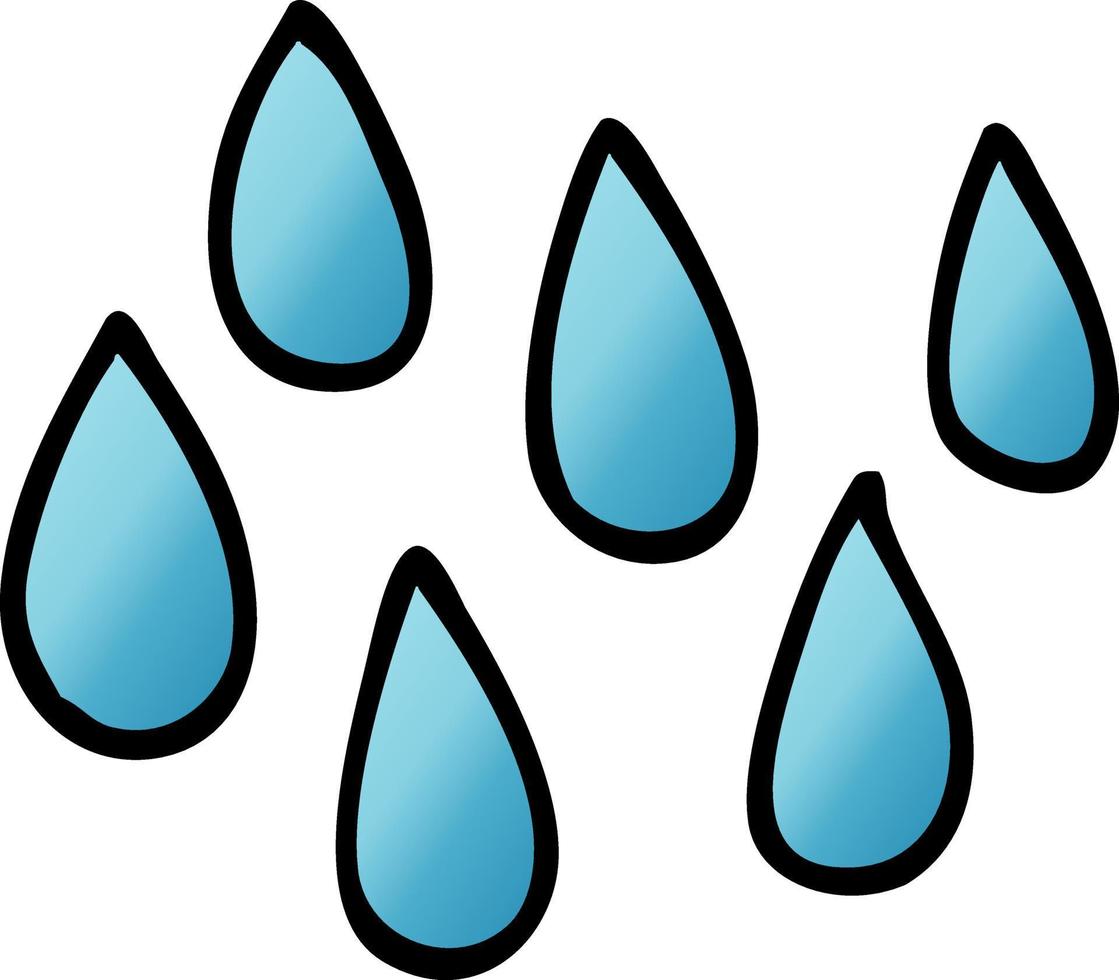 dessin animé doodle gouttes de pluie vecteur