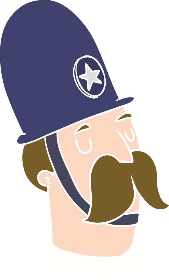 policier de dessin animé de style plat couleur avec moustache vecteur