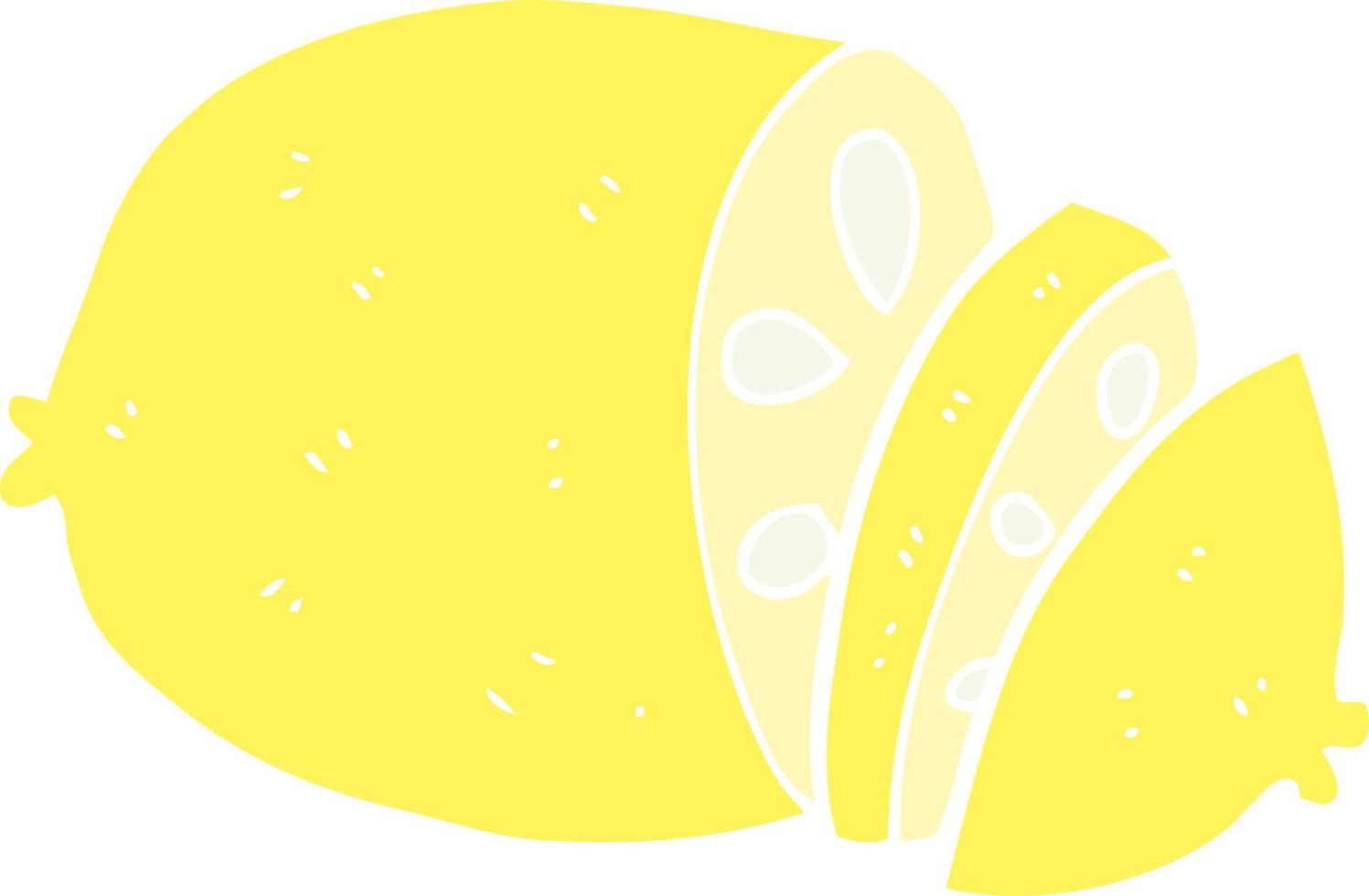 citron en tranches de dessin animé de style couleur plat vecteur