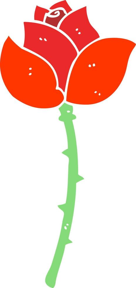 illustration en couleur plate d'une rose de dessin animé vecteur