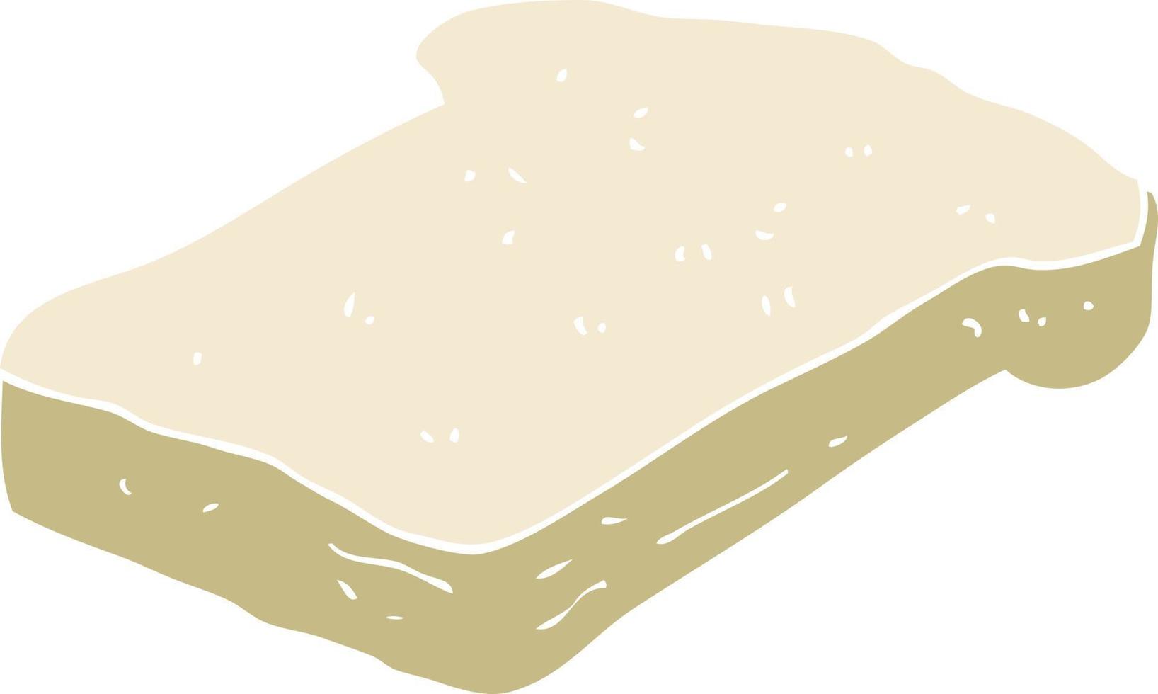 illustration en couleur plate d'une tranche de pain de dessin animé vecteur