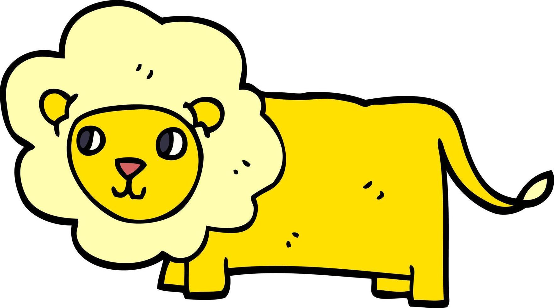 dessin animé doodle lion heureux vecteur