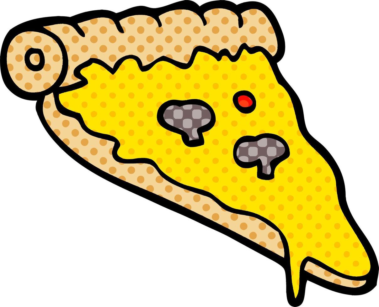 dessin animé doodle tranche de pizza vecteur