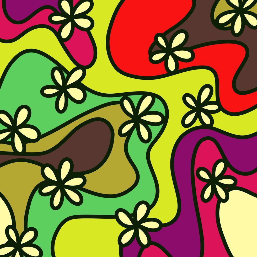 tourbillons floraux doodle abstrait rétro vecteur