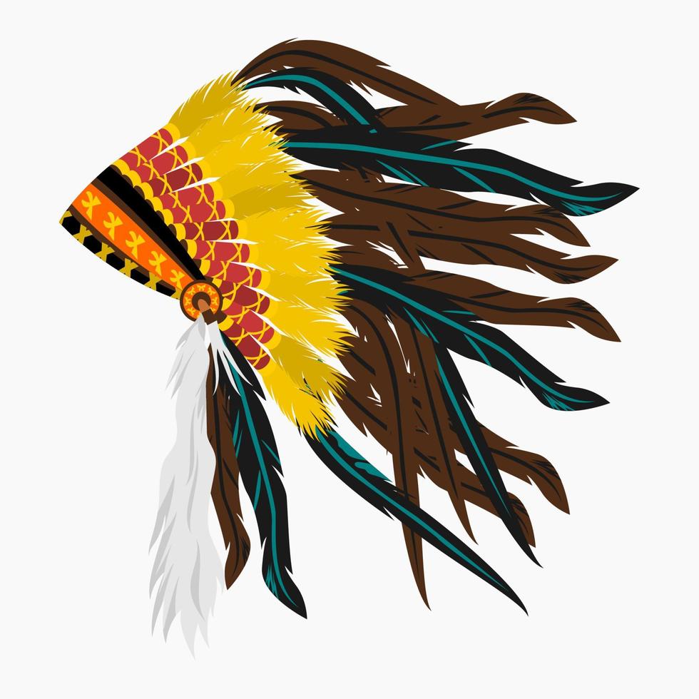 illustration vectorielle de coiffe amérindienne vue latérale isolée modifiable pour la conception liée à la culture traditionnelle et à l'histoire vecteur