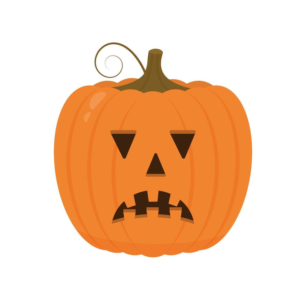 citrouille d'halloween avec icône de visage effrayant isolé sur blanc. dessin animé mignon jack-o'-lanterne. décorations de fête d'halloween. modèle vectoriel facile à modifier.