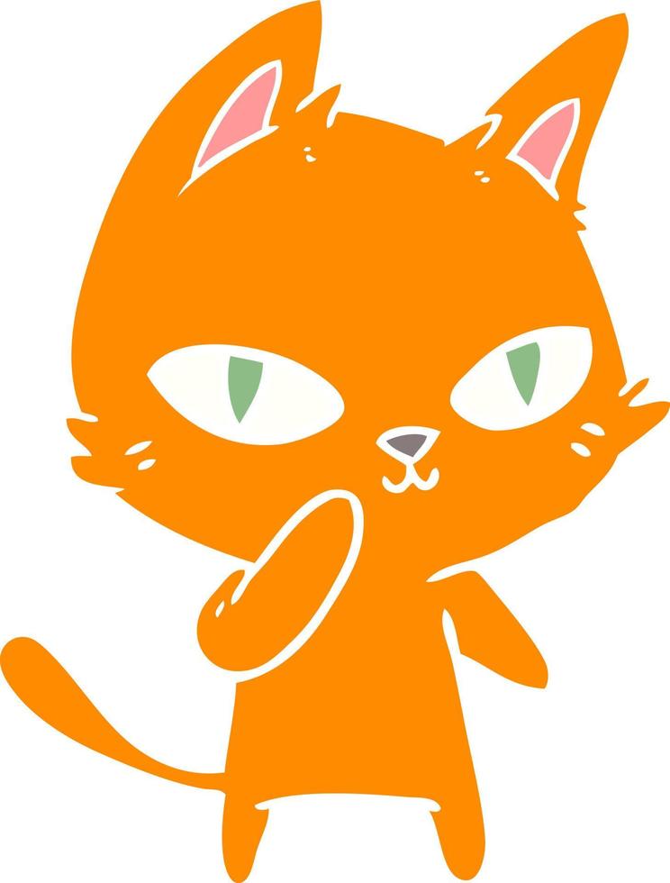 chat de dessin animé de style plat couleur regardant fixement vecteur