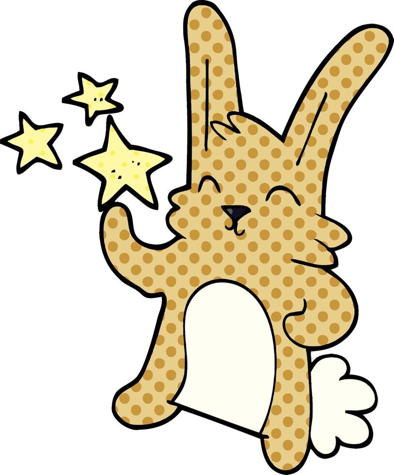 dessin animé doodle lapin heureux vecteur