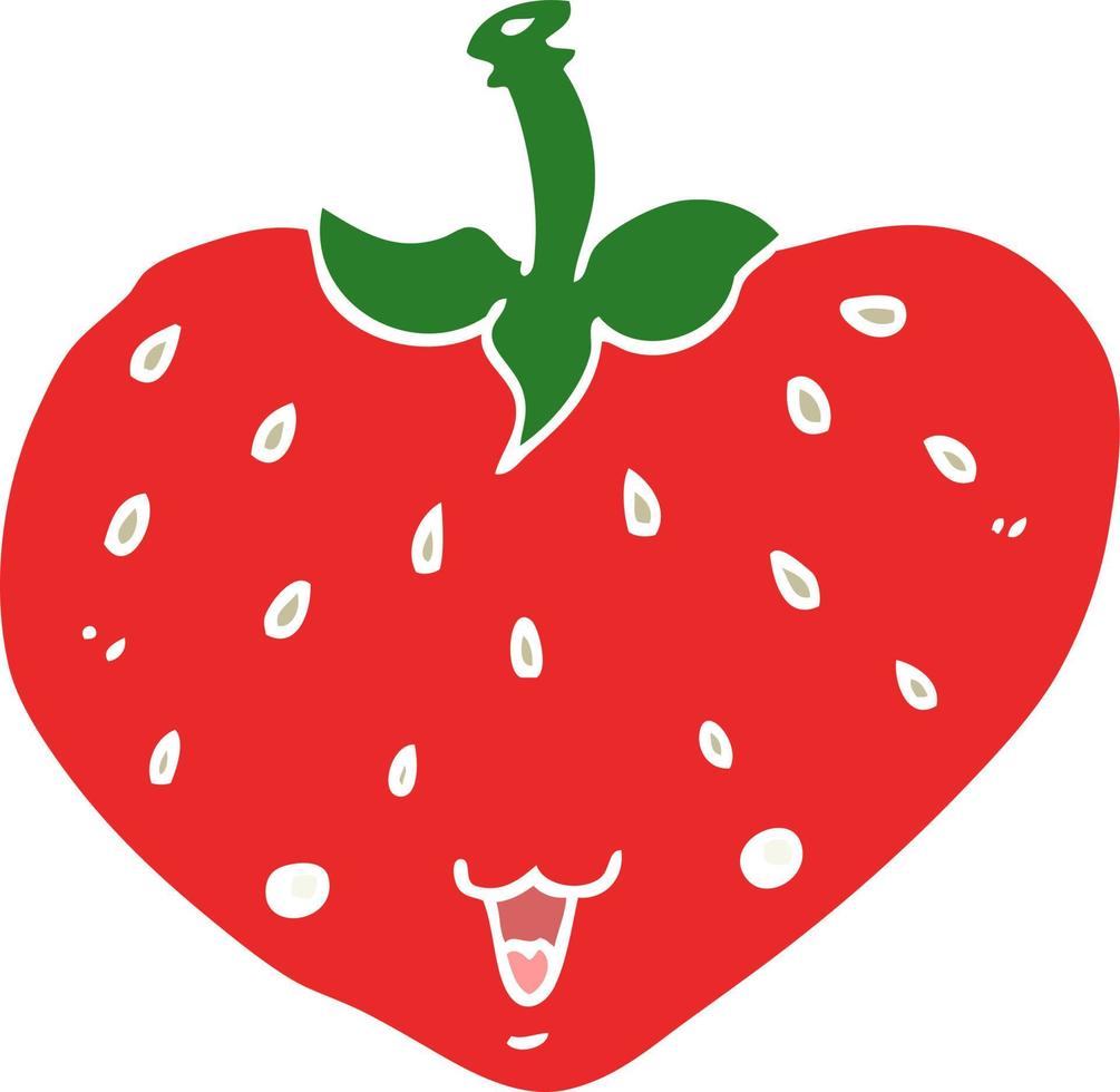 fraise de dessin animé de style couleur plat vecteur