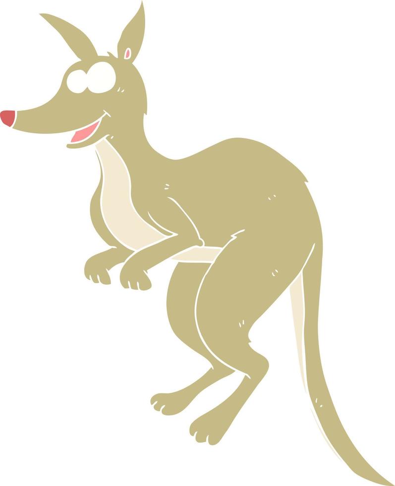 illustration en couleur plate d'un kangourou de dessin animé vecteur