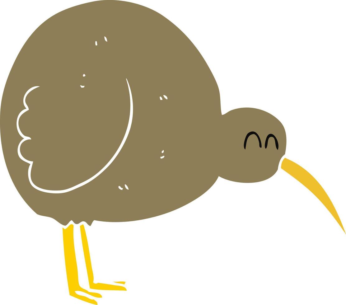 illustration en couleur plate d'un oiseau kiwi de dessin animé vecteur