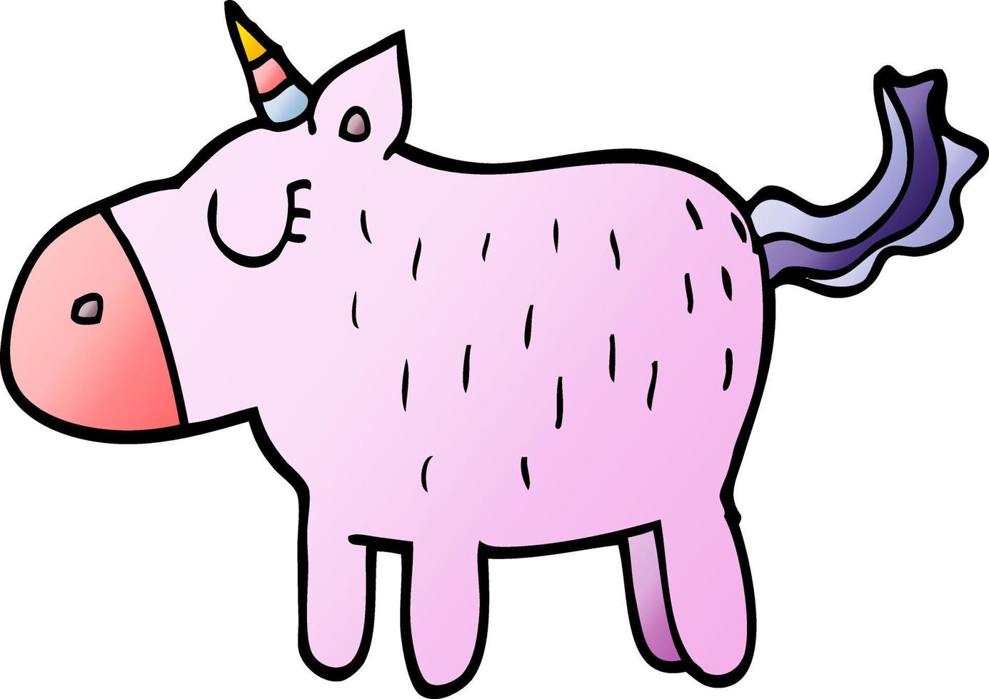 dessin animé doodle licorne mignonne vecteur