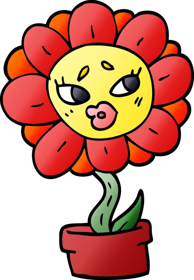 pot de fleur de griffonnage de dessin animé vecteur