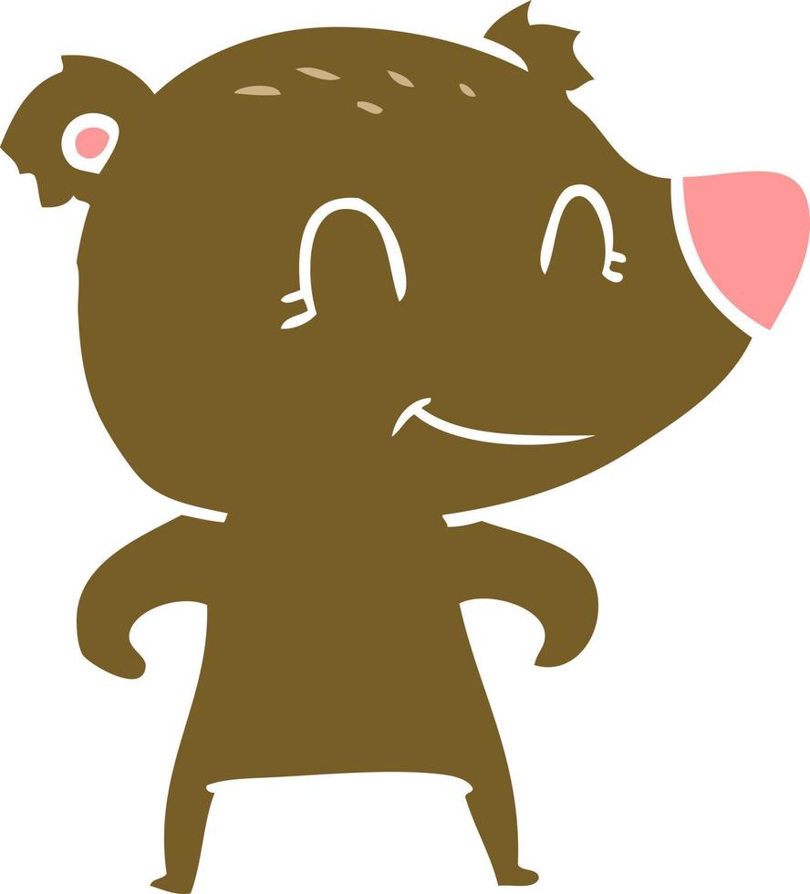 dessin animé de style plat couleur ours souriant vecteur