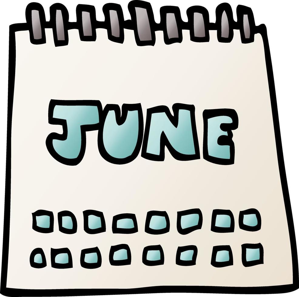 calendrier de doodle de dessin animé montrant le mois de juin vecteur