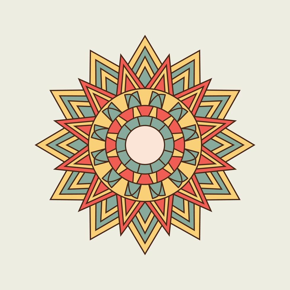 mandala pointu orange, jaune et vert vecteur