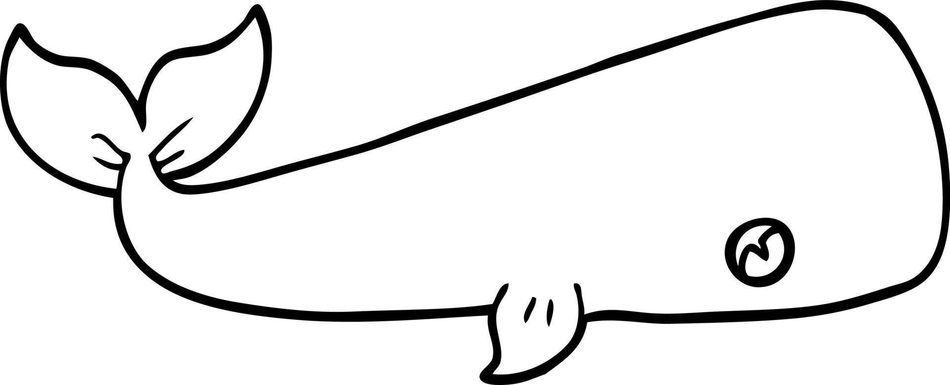dessin au trait dessin animé baleine de mer vecteur