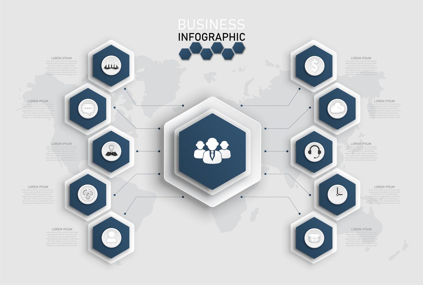 modèle infographique avec des formes hexagonales vecteur