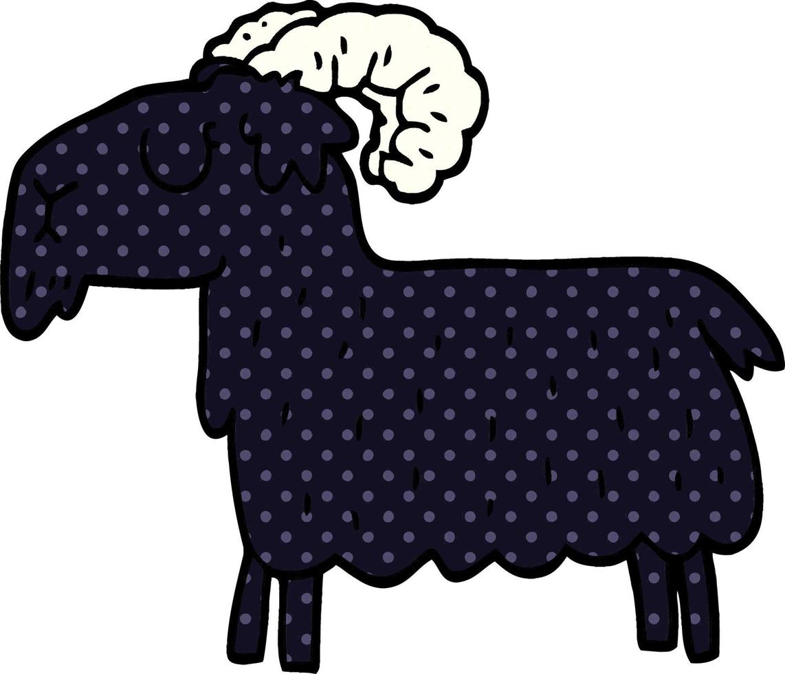 dessin animé doodle chèvre noire vecteur