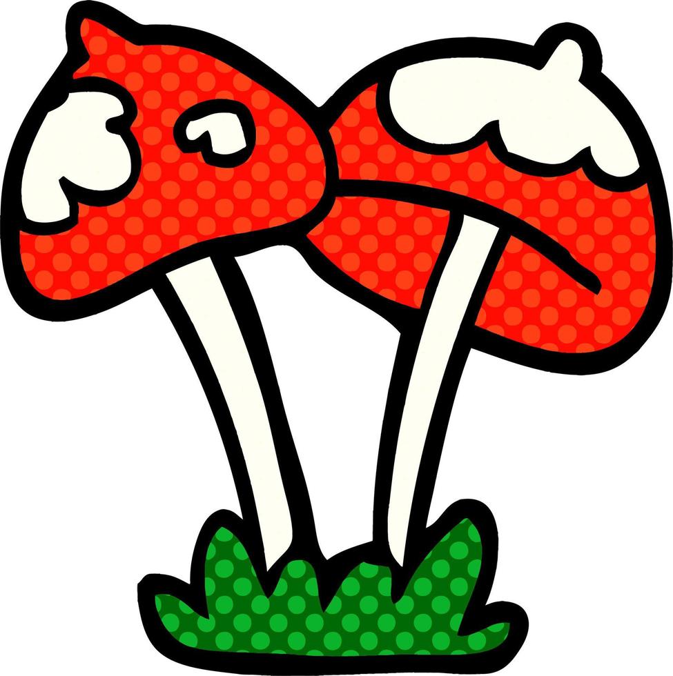 champignon de griffonnage de dessin animé vecteur