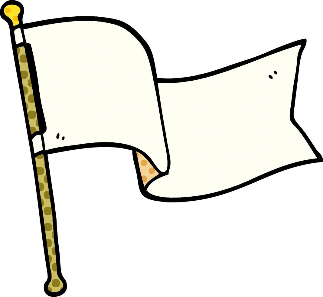 dessin animé doodle drapeau blanc agitant vecteur