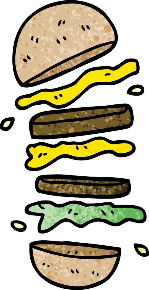 dessin animé doodle hamburger vecteur