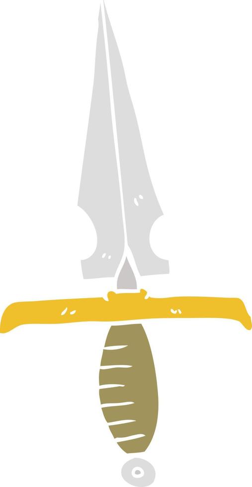 illustration en couleur plate d'un poignard de dessin animé vecteur