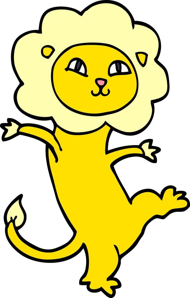 dessin animé doodle lion heureux vecteur