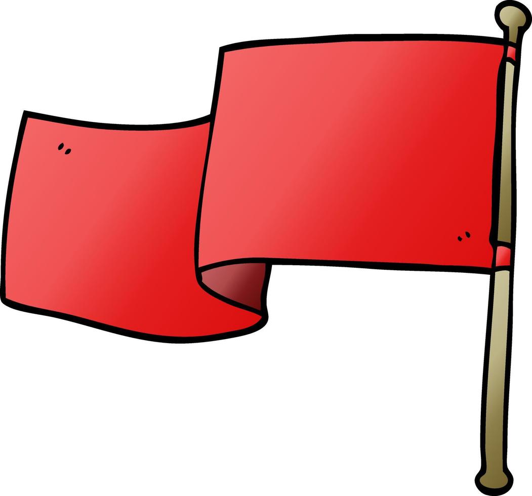 dessin animé doodle drapeau rouge vecteur