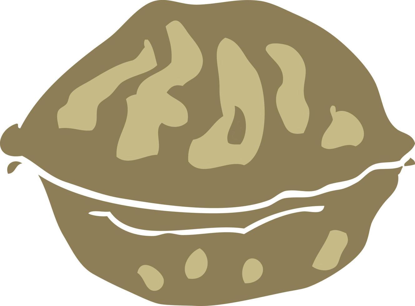 illustration en couleur plate d'une noix de dessin animé en coquille vecteur