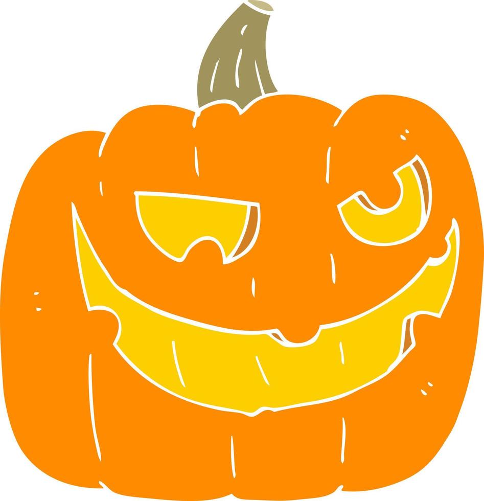 illustration en couleur plate d'une citrouille d'halloween de dessin animé vecteur
