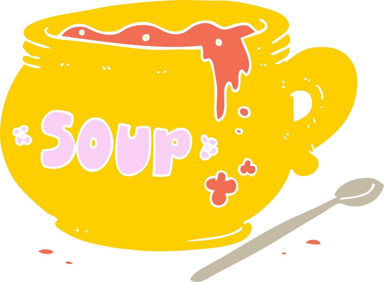 illustration en couleur plate d'un bol de soupe de dessin animé vecteur
