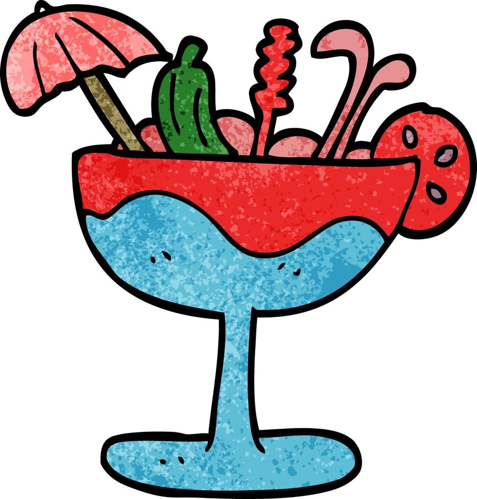 dessin animé doodle cocktail tropical vecteur