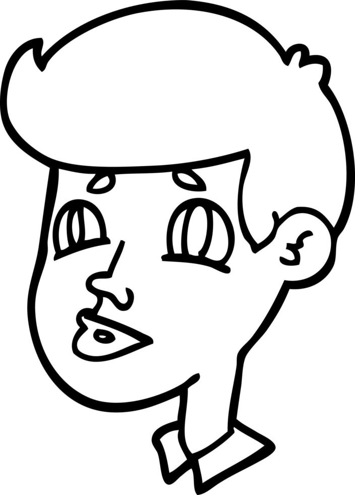 caricature de dessin au trait d'un visage de garçon vecteur