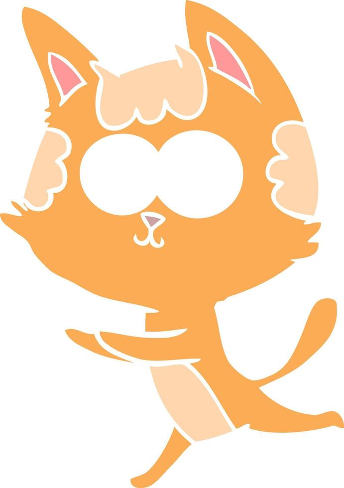 chat de dessin animé de style plat couleur heureux vecteur