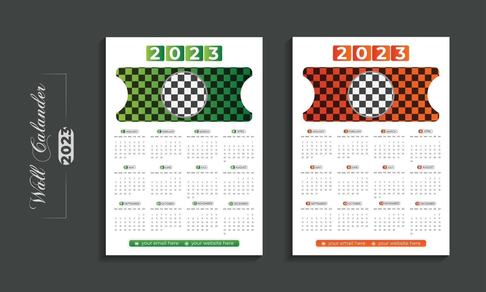 Modèle de conception de calendrier mural moderne 2023 pour la nouvelle année vecteur