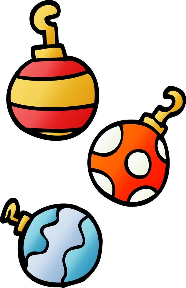 dessin animé doodle boules de noël vecteur