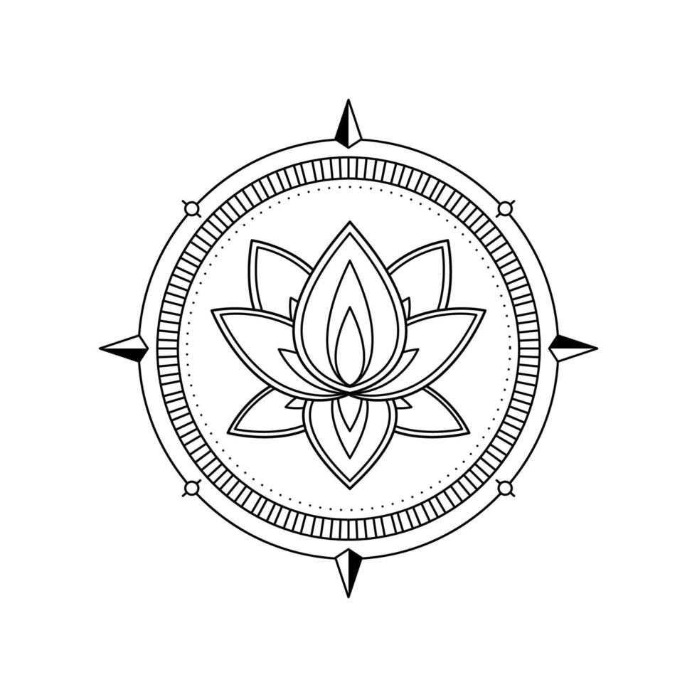 création de logo de lotus monochrome pour tatouage d'entreprise ou d'entreprise vecteur