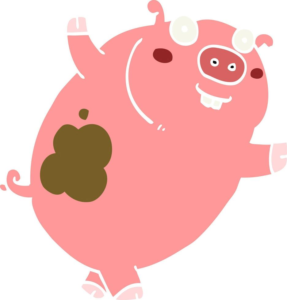 cochon de dessin animé drôle de style plat couleur vecteur