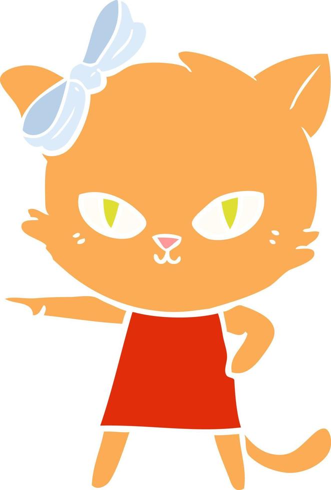 chat de dessin animé mignon style couleur plat portant une robe vecteur