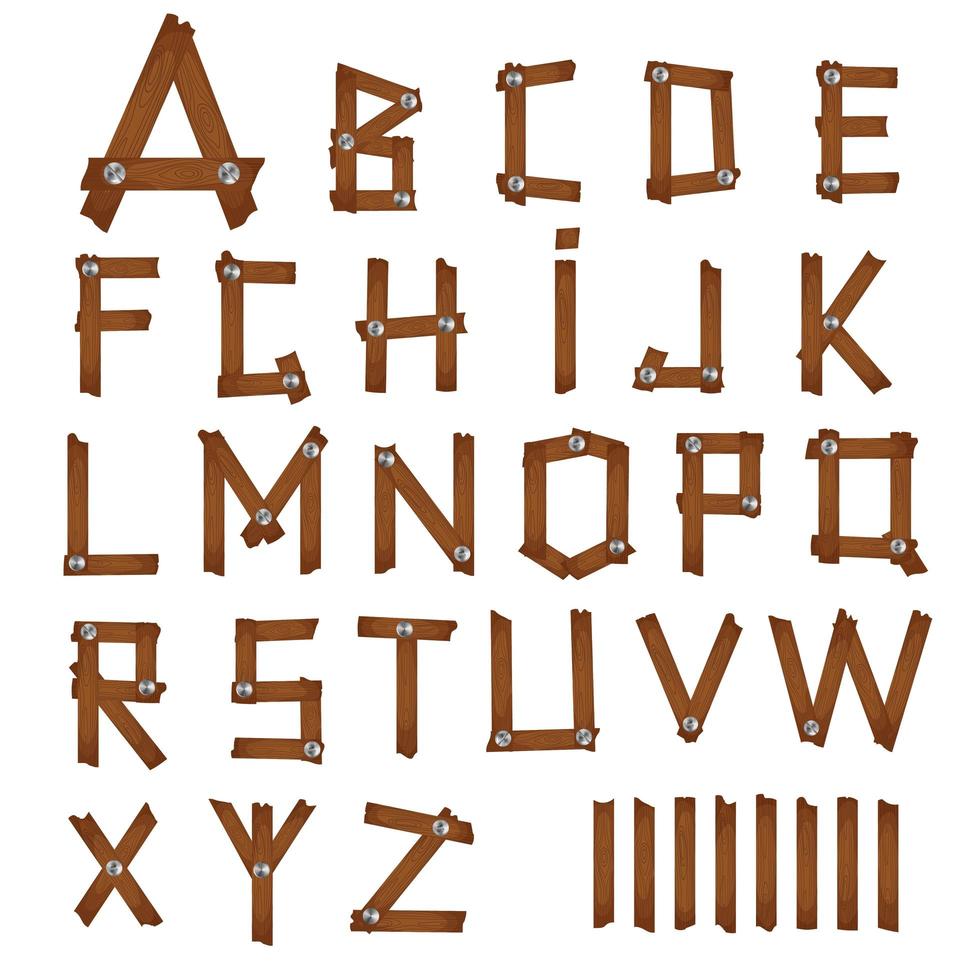 alphabet de dessin animé en bois vecteur